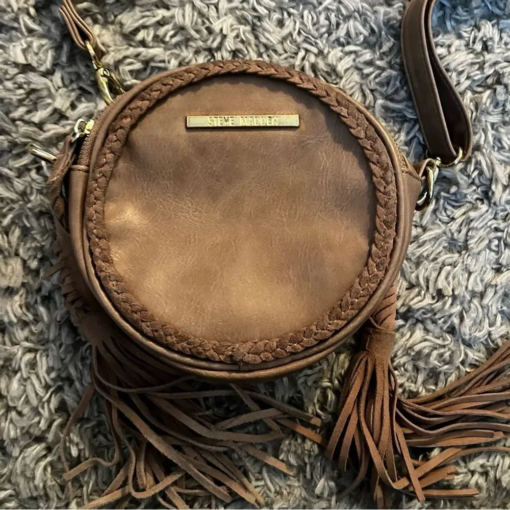 steve madden faux leather brown crossbody bag